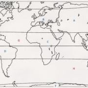 Sur ce planisphère, où est situé l'Equateur (cliquez sur la carte pour l'agrandir) ?