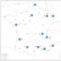 Sur cette carte de France, quelle ville (agglomération ou aire urbaine) correspond au numéro 1 ? (cliquez sur la carte pour l'agrandir)