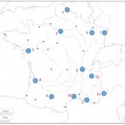 Sur cette carte de France, quelle ville (agglomération ou aire urbaine) correspond au numéro 1 ? (cliquez sur la carte pour l'agrandir)