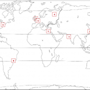 Sur ce planisphère (cliquez sur l'image pour l'agrandir), où est située la ville de Tokyo ?